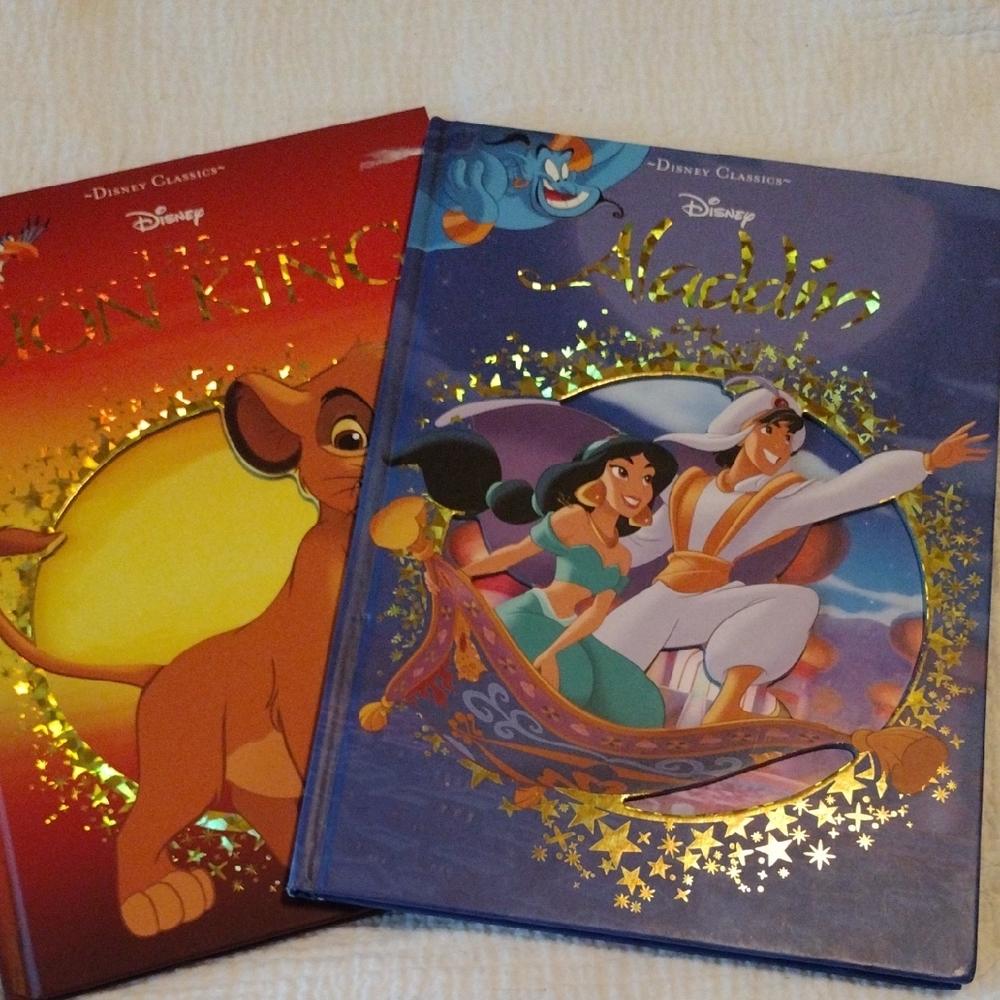 Disney Classics Lion King and Aladdin Books - Red and Blue Covers